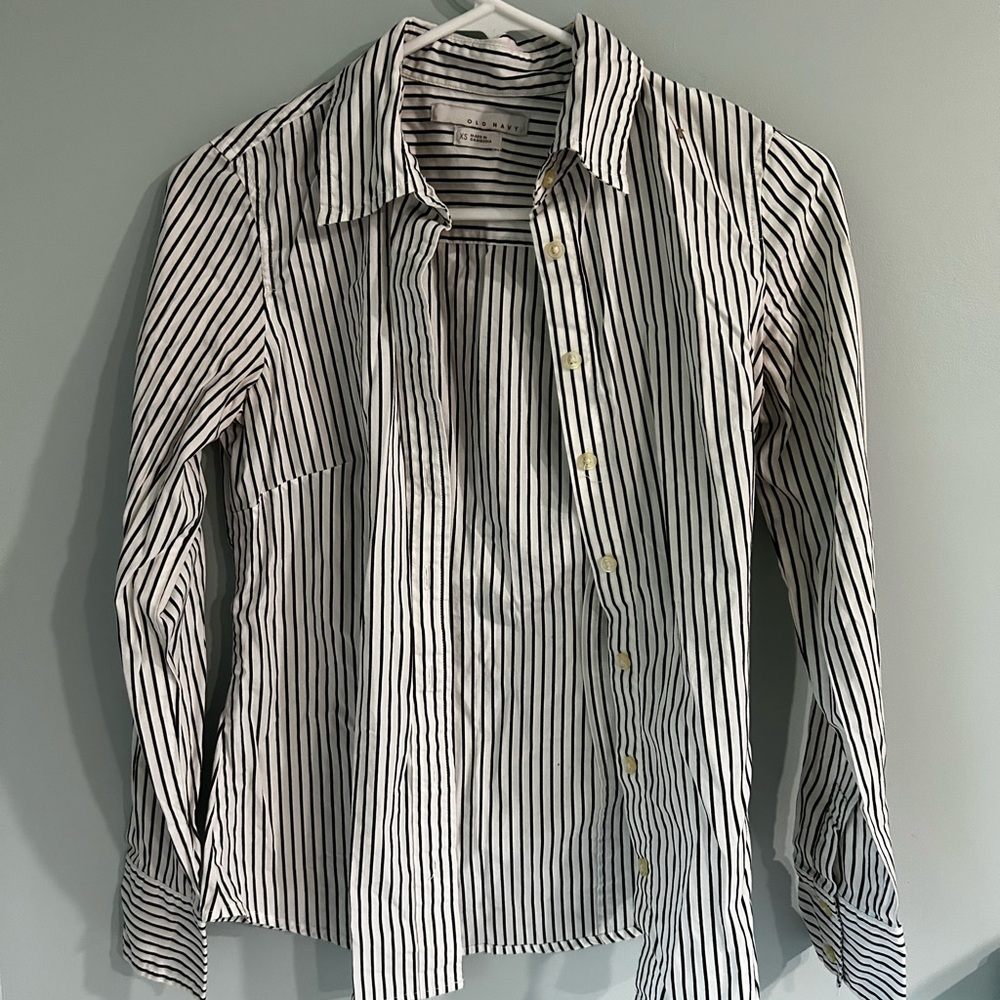 Old Navy Black and White Striped Blouse
